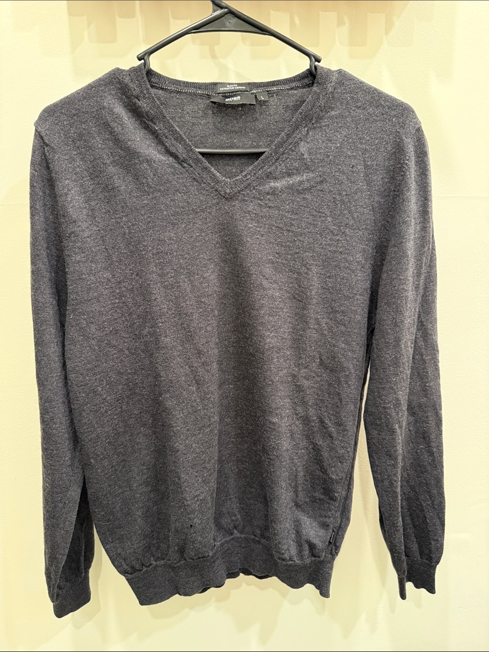 Boss Men's Dark Charcoal V-Neck Sweater